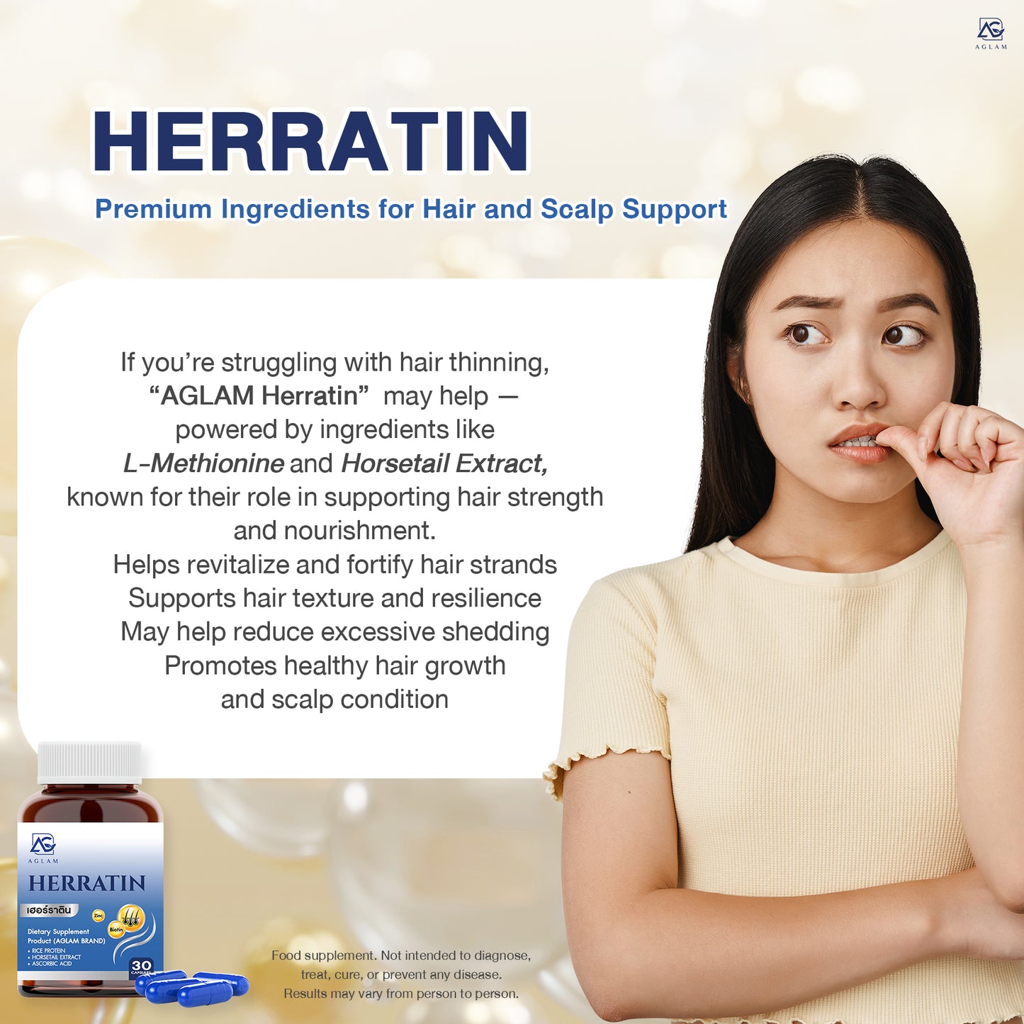 AGLAM Herratin Hair Regrowth Supplement 1000mg 30 Capsules