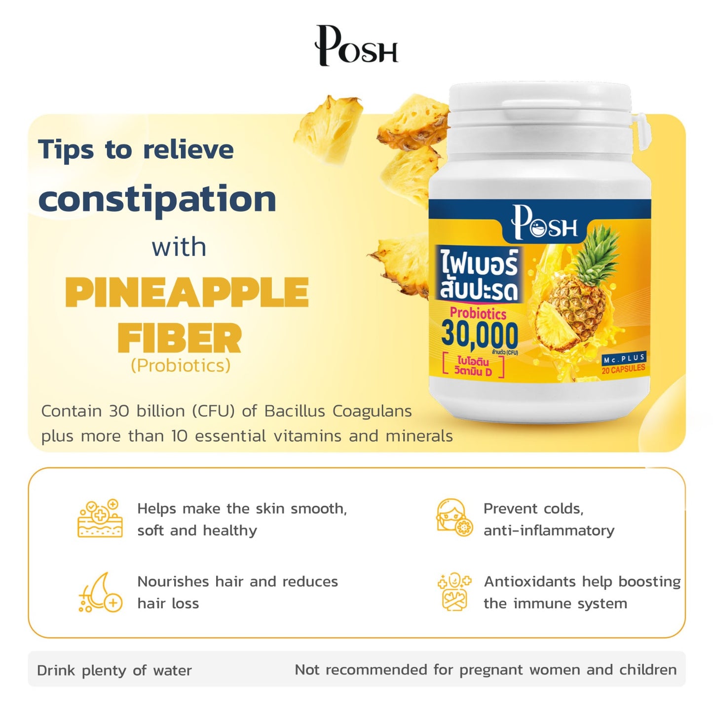 Posh Medica Pro-biotic Pineapple Organic Detox Capsules - 10 Day Detox & Colon Cleanse Dietary Supplement - Not a laxative