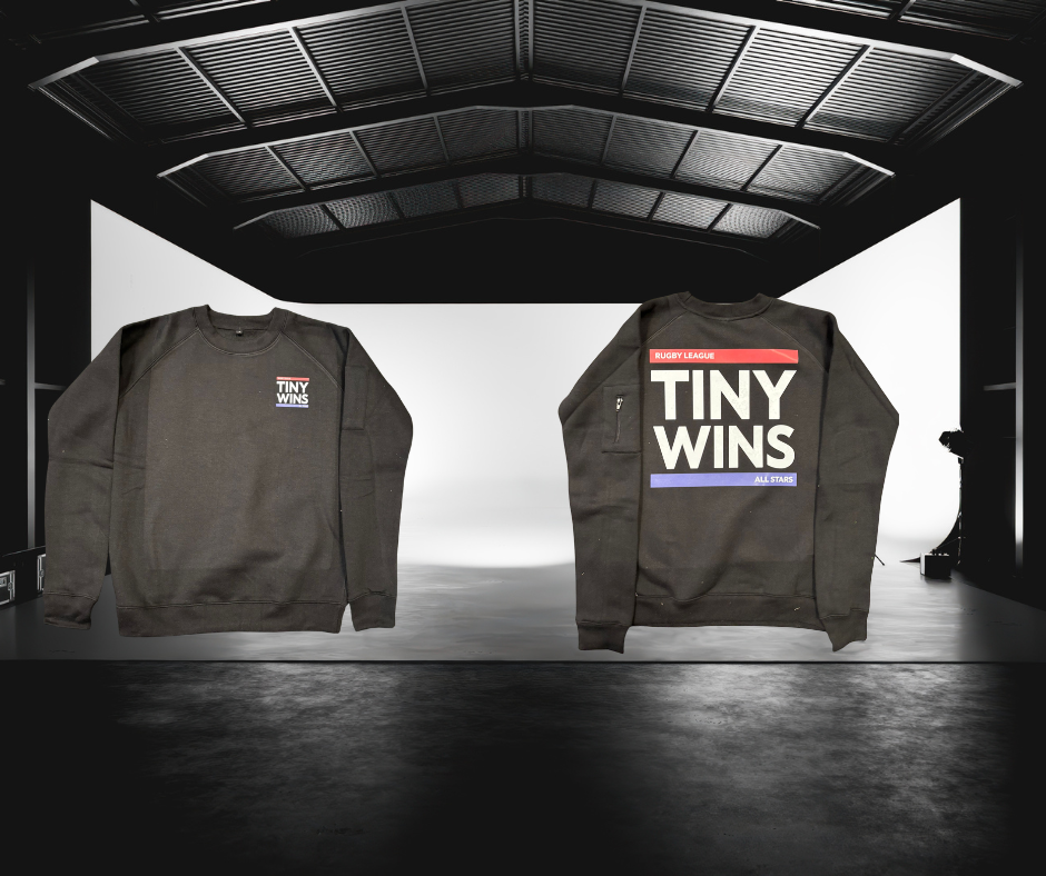 Tiny Wins Premium Crewneck Rugby League Allstars Sweatshirt – Black