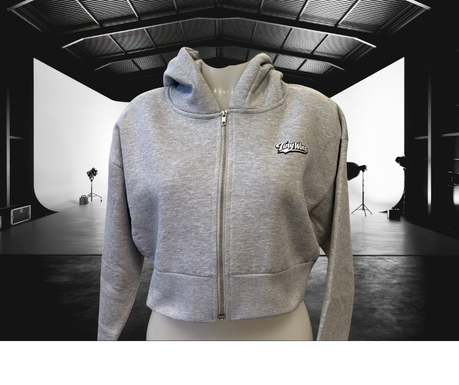 Tiny Wins Ladies Cropped Zip Hoodie