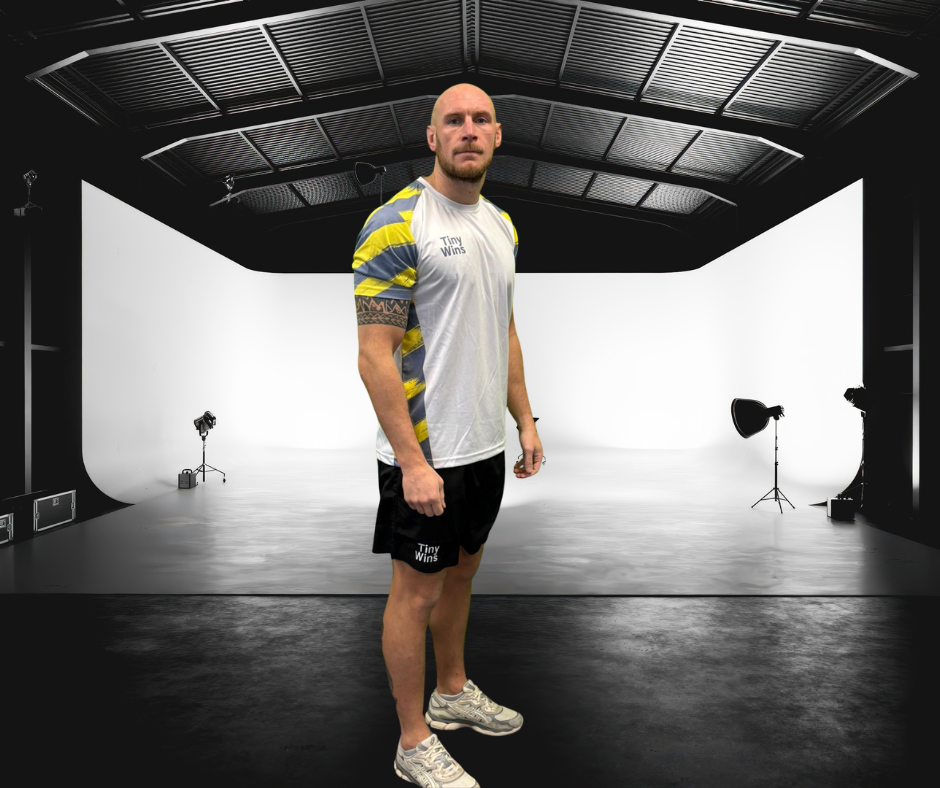 Tiny Wins Tech T-Shirt – White Neon Edge