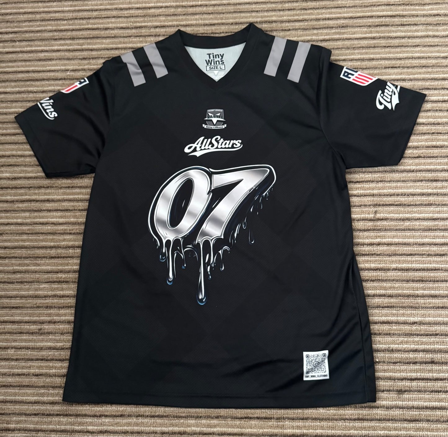 Tiny Wins Rugby League All Stars NFL Style Tech T-Shirt – Black Edition