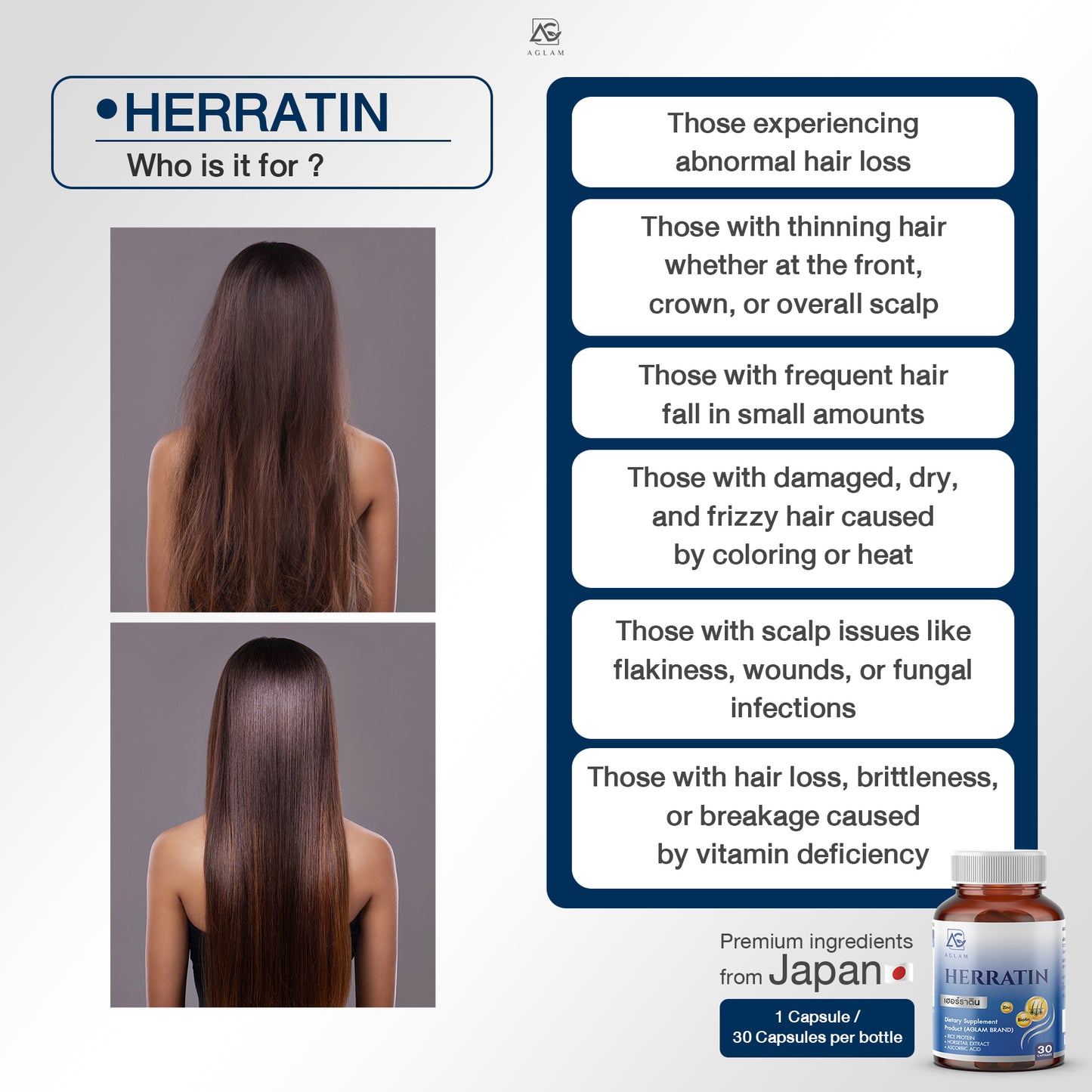AGLAM Herratin Hair Regrowth Supplement 1000mg 30 Capsules
